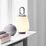Portable Rechargeable LED Lantern Table Lamp Glass Shade Nordic Style Bedside Light