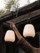 Portable Rechargeable LED Lantern Table Lamp Glass Shade Nordic Style Bedside Light