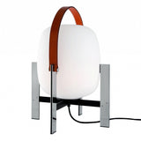 Modern Portable Lantern Table Lamp with Leather Handle and Opal Glass Globe for Bedside Lighting