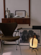 Modern Portable Lantern Table Lamp with Leather Handle and Opal Glass Globe for Bedside Lighting