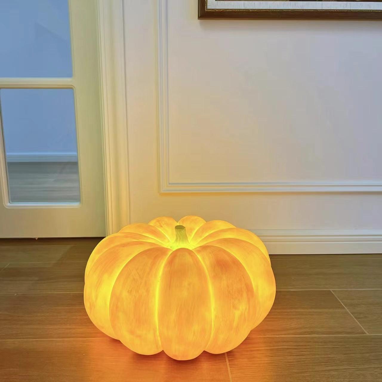 Rechargeable Portable Pumpkin Table Lamp LED Battery Operated Resin Desk Light