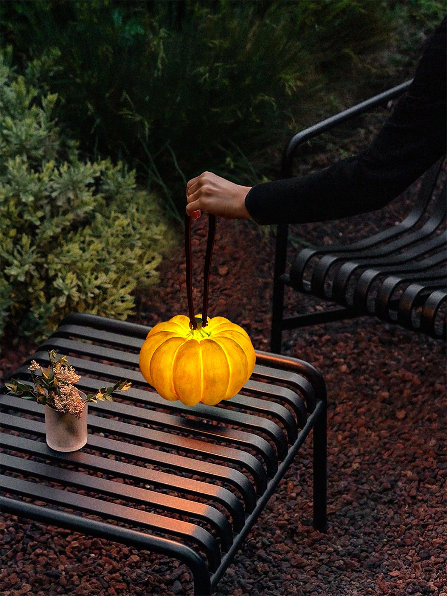 Rechargeable Portable Pumpkin Table Lamp LED Battery Operated Resin Desk Light