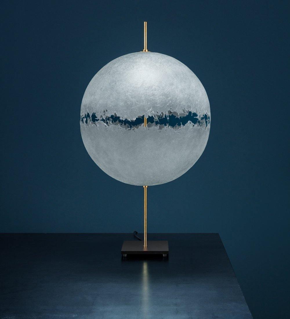 Modern Artistic Fiberglass Table Lamp Textured Hand Painted Nightstand Light for Bedroom