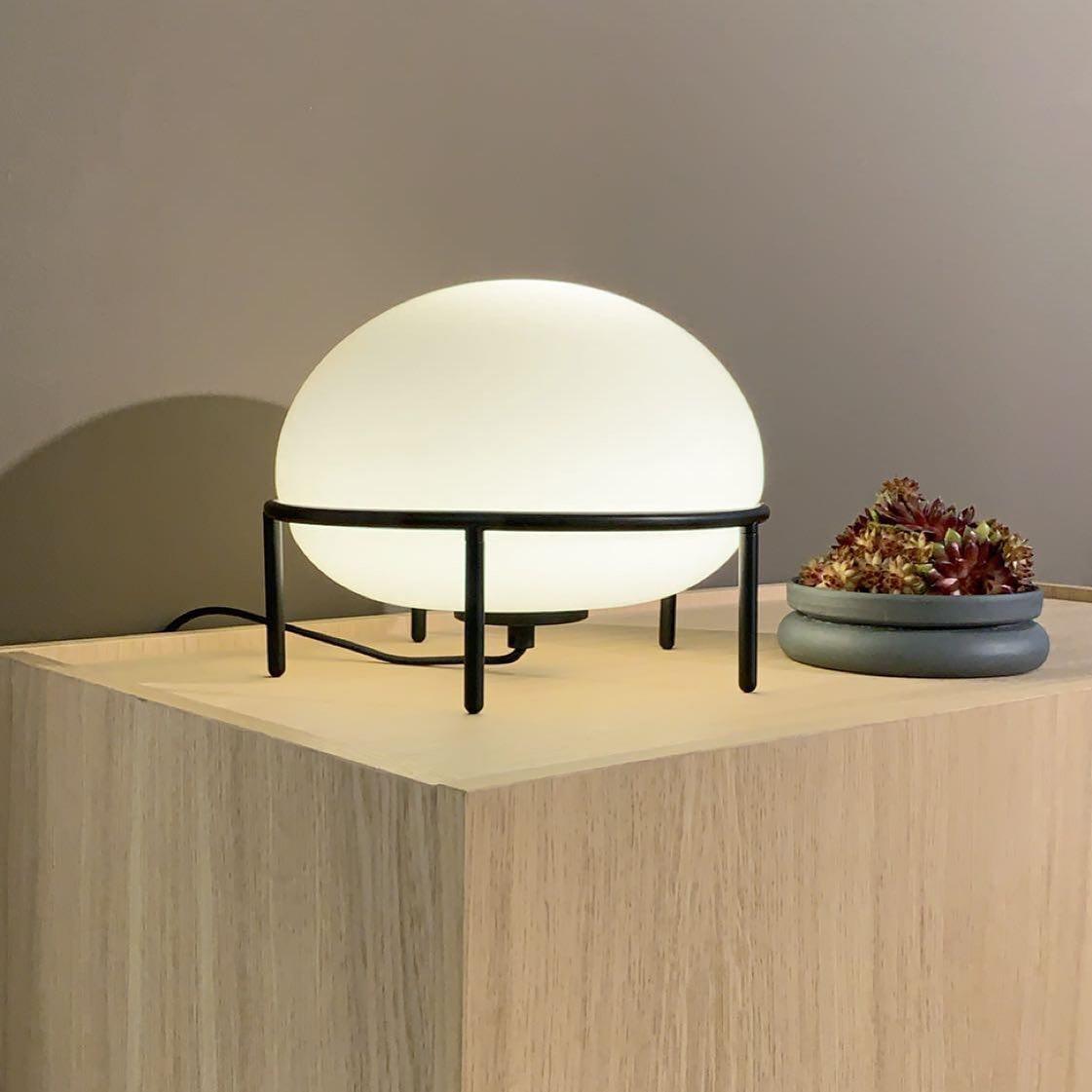 Modern Opal Glass Pump Table Lamp with Steel Frame for Office and Home Decor