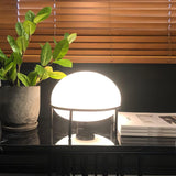 Modern Opal Glass Pump Table Lamp with Steel Frame for Office and Home Decor