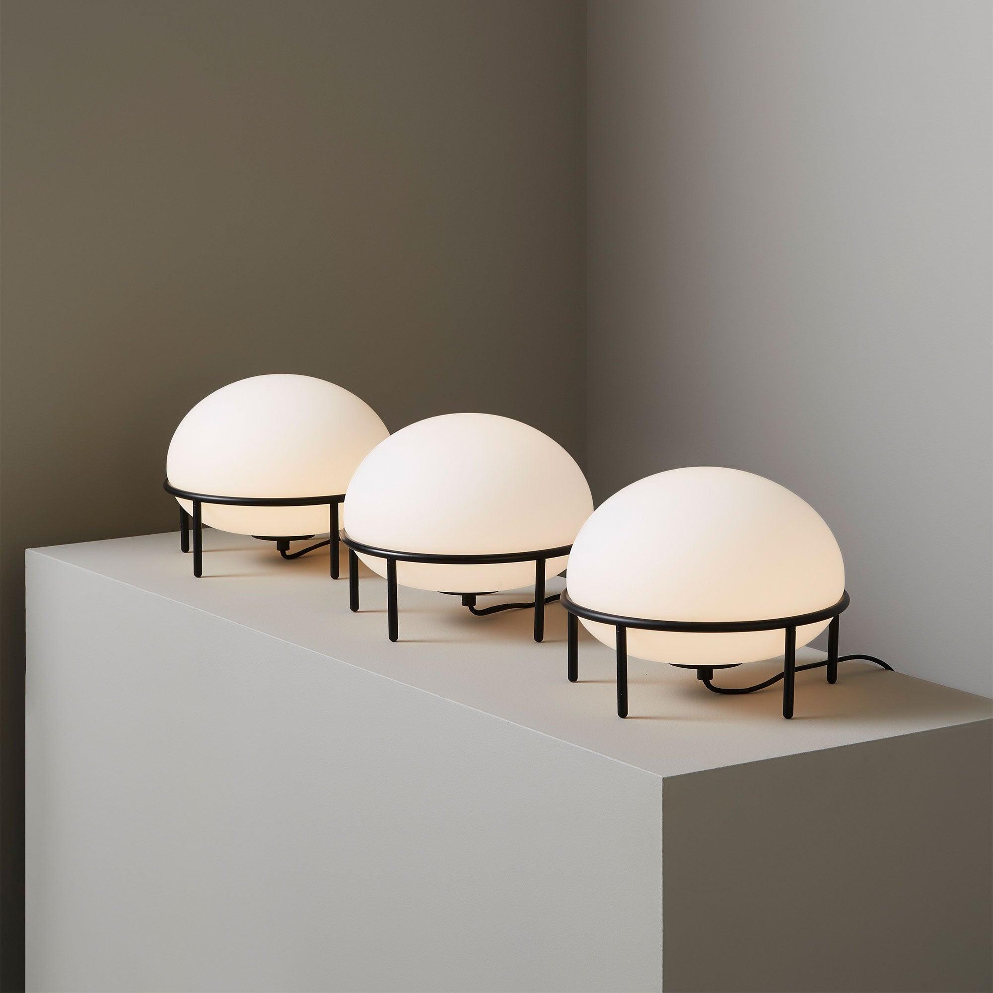 Modern Opal Glass Pump Table Lamp with Steel Frame for Office and Home Decor