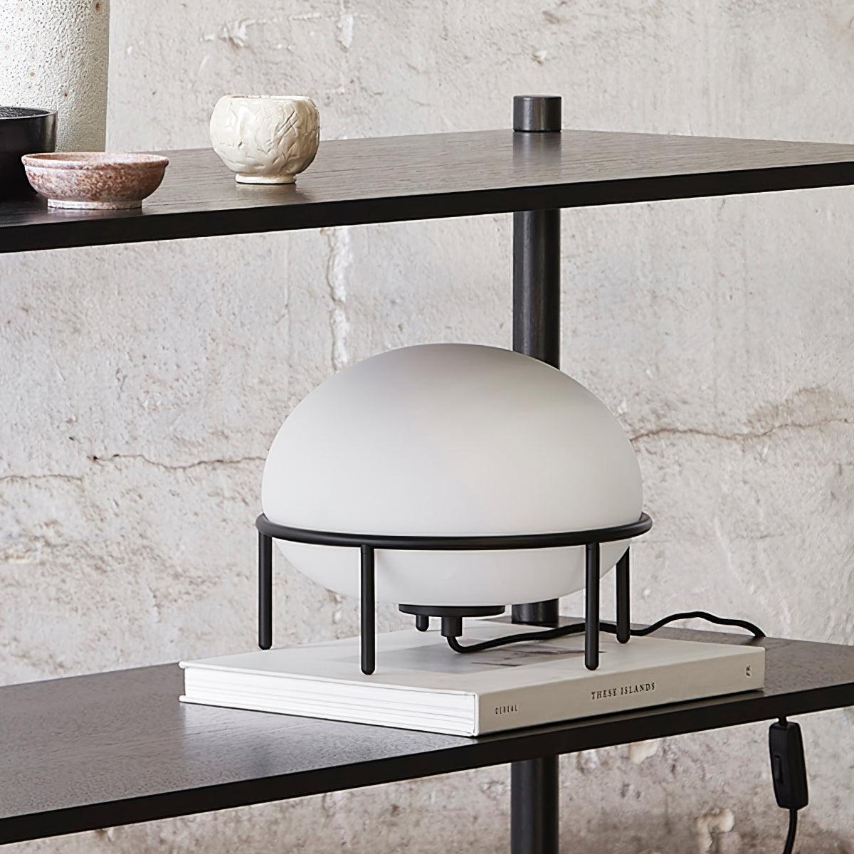 Modern Opal Glass Pump Table Lamp with Steel Frame for Office and Home Decor