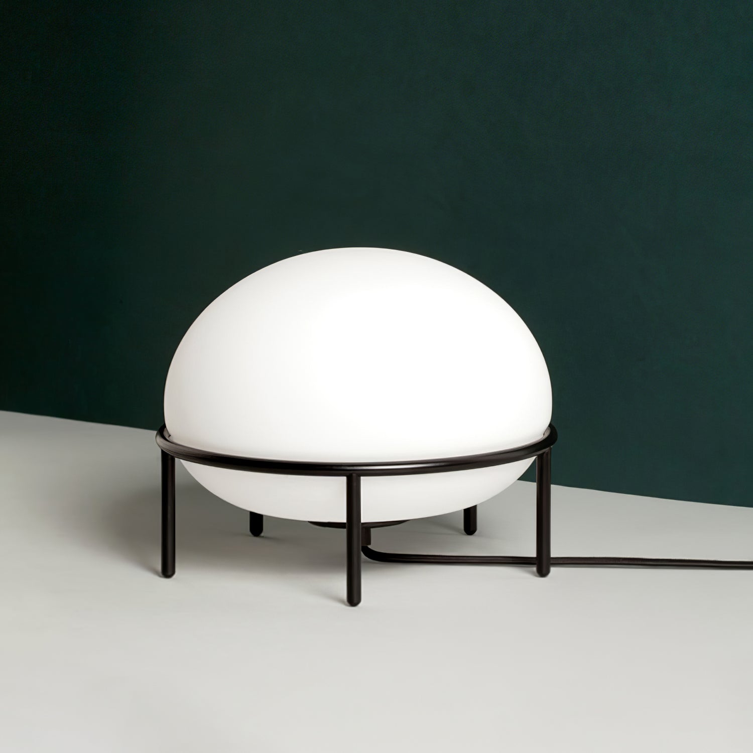 Modern Opal Glass Pump Table Lamp with Steel Frame for Office and Home Decor