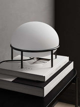 Modern Opal Glass Pump Table Lamp with Steel Frame for Office and Home Decor