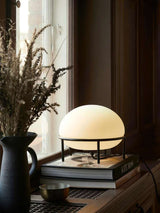 Modern Opal Glass Pump Table Lamp with Steel Frame for Office and Home Decor