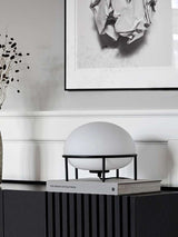 Modern Opal Glass Pump Table Lamp with Steel Frame for Office and Home Decor