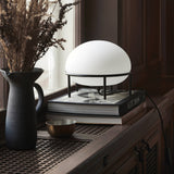 Modern Opal Glass Pump Table Lamp with Steel Frame for Office and Home Decor