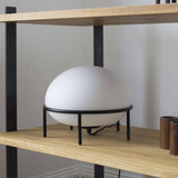 Modern Opal Glass Pump Table Lamp with Steel Frame for Office and Home Decor