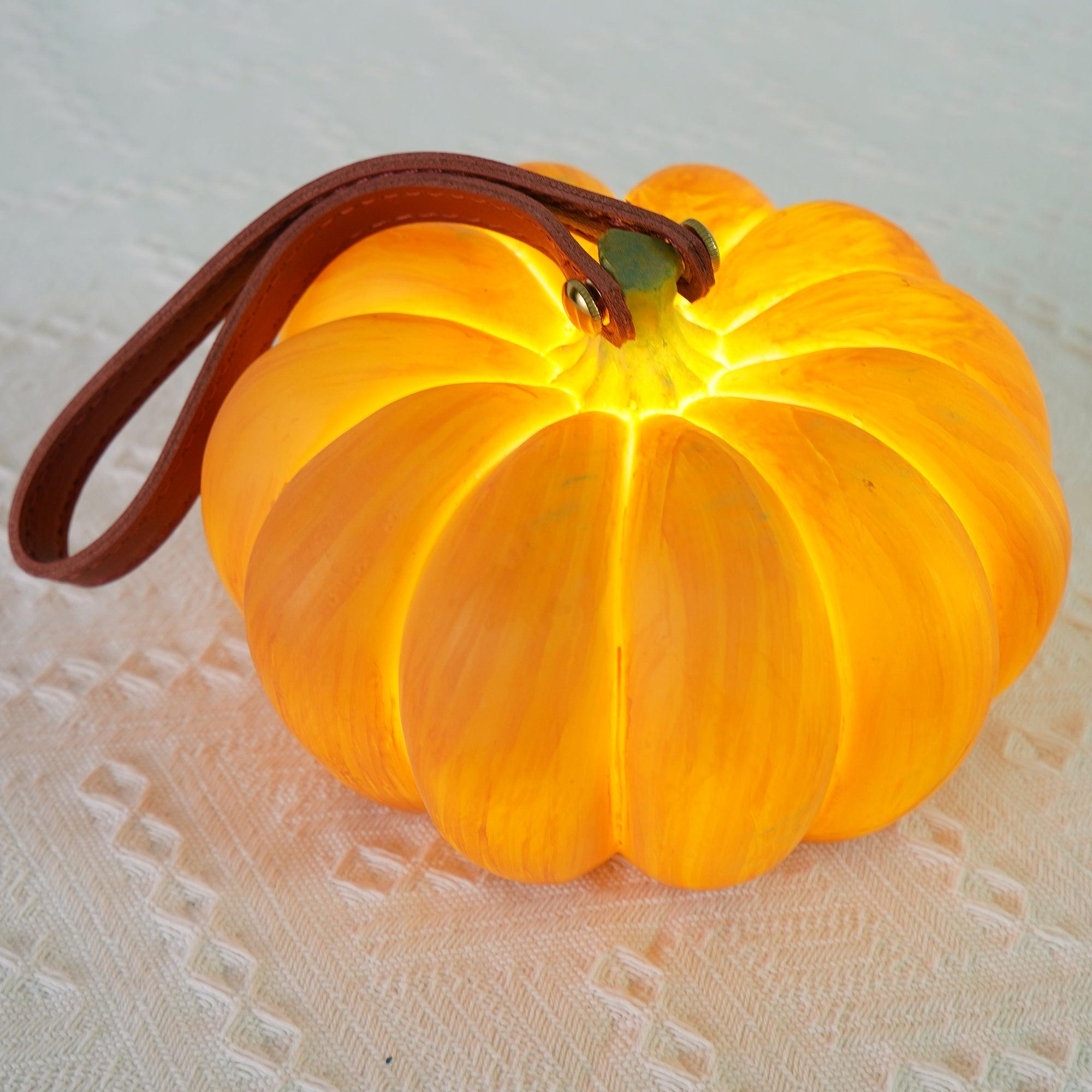 Rechargeable Portable Pumpkin Table Lamp LED Battery Operated Resin Desk Light