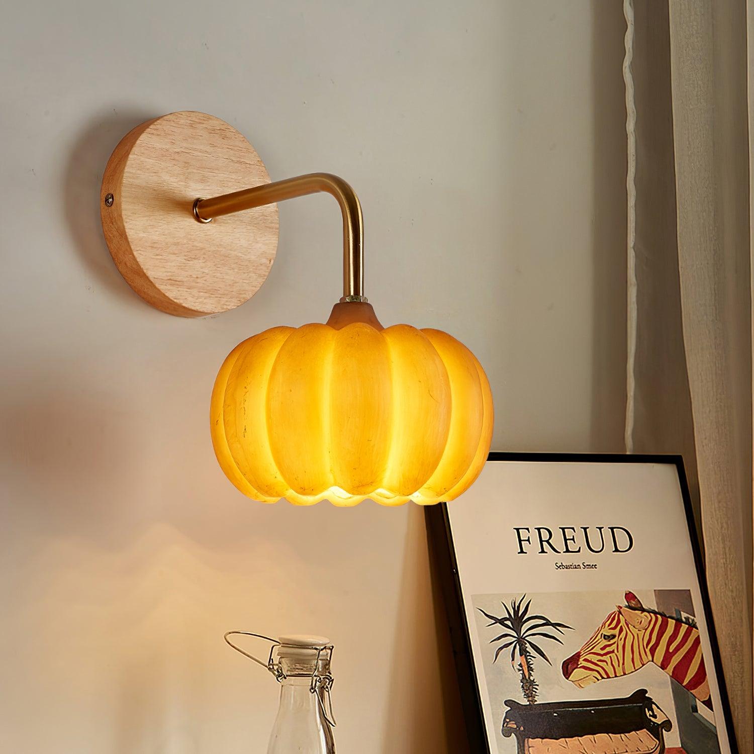 vintage-style-pumpkin-shaped-resin-wall-sconce-indoor-decorative-lighting-with-wood-base