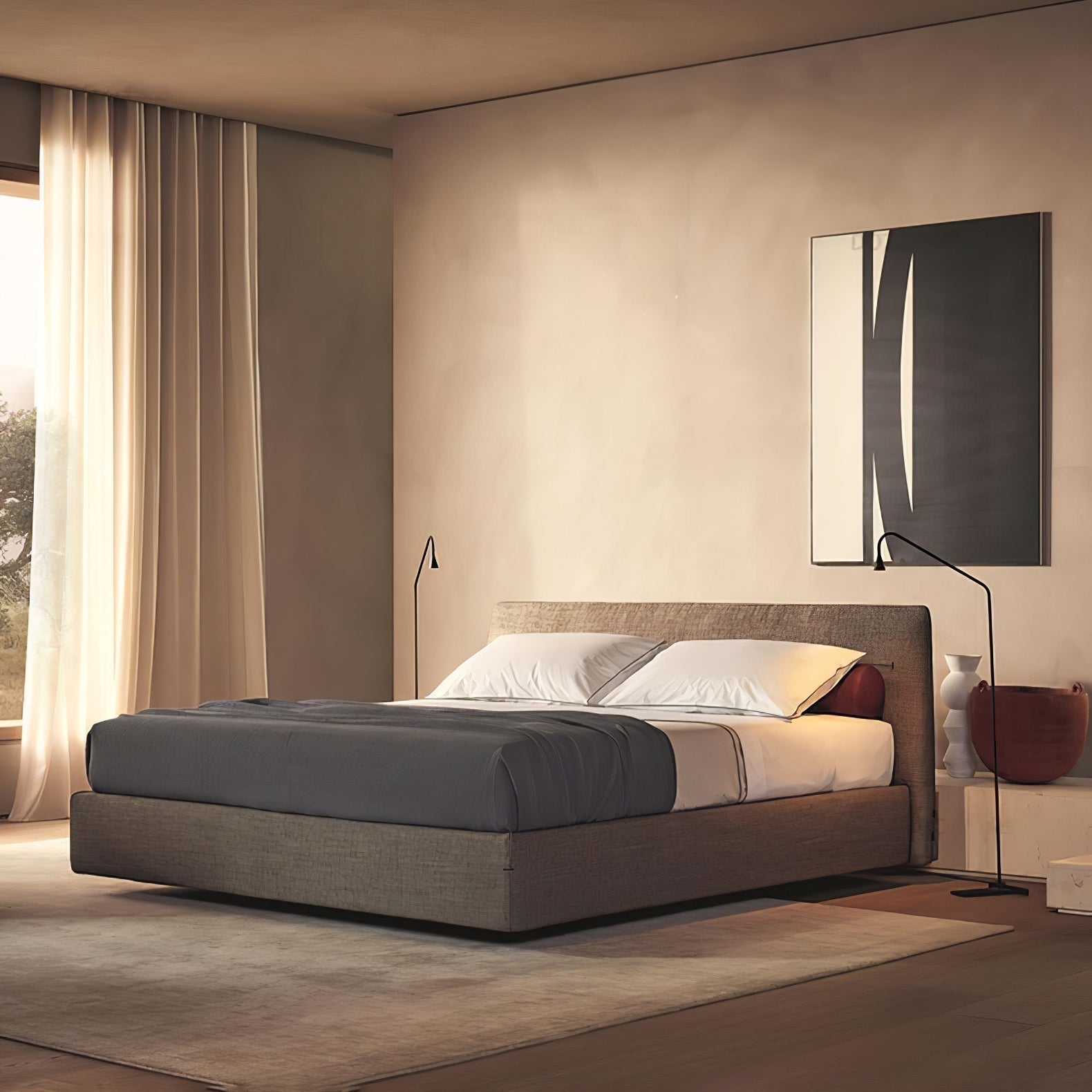 Modern Geometric Architectural Metal Standing Floor Lamp for Contemporary Living Spaces