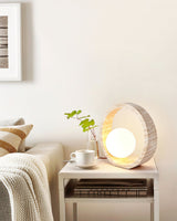 Modern Geometric Travertine Table Lamp Q Circle Portable Indoor Lighting for Bedside