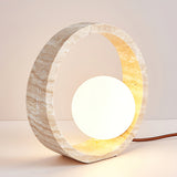 Modern Geometric Travertine Table Lamp Q Circle Portable Indoor Lighting for Bedside