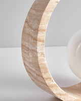 Modern Geometric Travertine Table Lamp Q Circle Portable Indoor Lighting for Bedside
