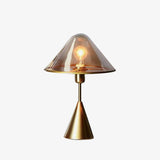 Modern Gold Mushroom Desk Lamp with Elegant Glass Shade and Brass Finish