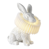 Whimsical Rabbit Animal Figurine Table Lamp with Ruffle Collar and LED Illumination for Modern Interiors
