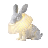 Whimsical Rabbit Animal Figurine Table Lamp with Ruffle Collar and LED Illumination for Modern Interiors