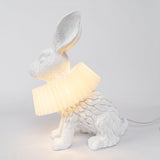 Whimsical Rabbit Animal Figurine Table Lamp with Ruffle Collar and LED Illumination for Modern Interiors