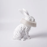 Whimsical Rabbit Animal Figurine Table Lamp with Ruffle Collar and LED Illumination for Modern Interiors