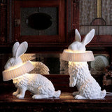 Whimsical Rabbit Animal Figurine Table Lamp with Ruffle Collar and LED Illumination for Modern Interiors