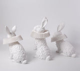 Whimsical Rabbit Animal Figurine Table Lamp with Ruffle Collar and LED Illumination for Modern Interiors