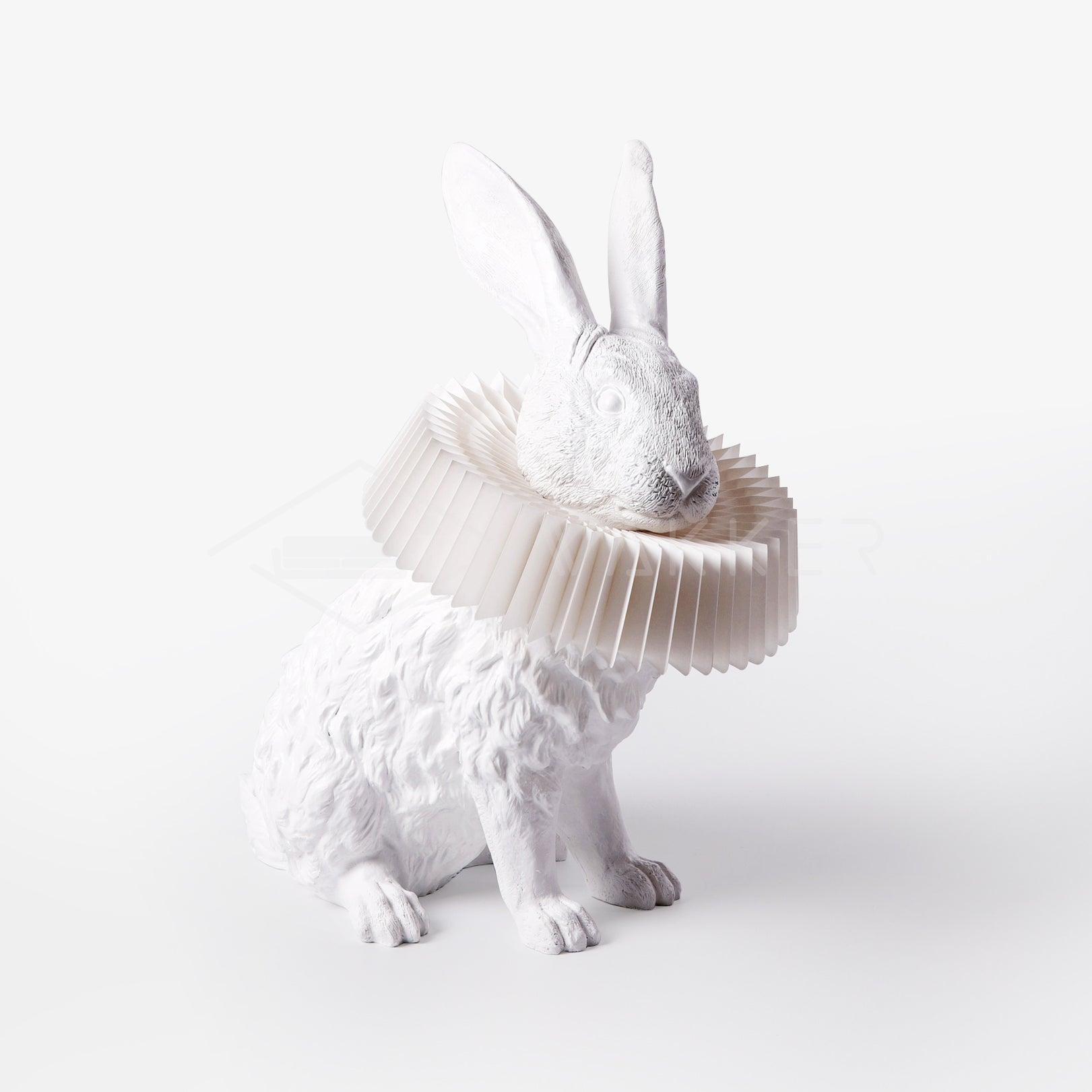 Whimsical Rabbit Animal Figurine Table Lamp with Ruffle Collar and LED Illumination for Modern Interiors