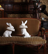 Whimsical Rabbit Animal Figurine Table Lamp with Ruffle Collar and LED Illumination for Modern Interiors