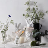Whimsical Rabbit Animal Figurine Table Lamp with Ruffle Collar and LED Illumination for Modern Interiors