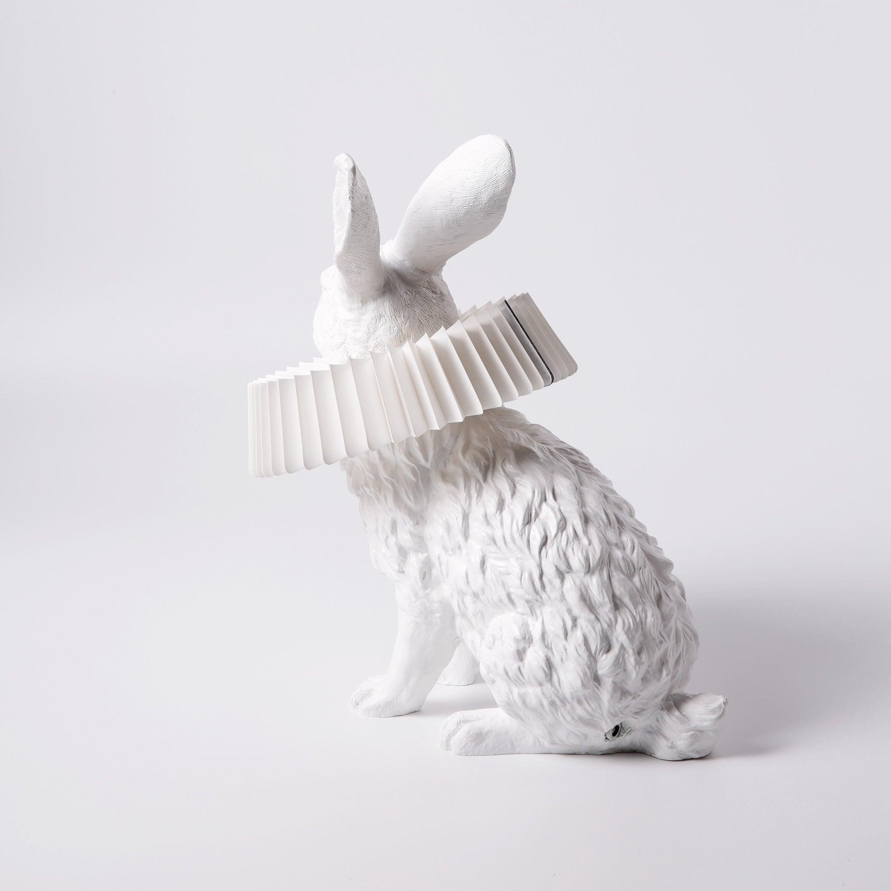 Whimsical Rabbit Animal Figurine Table Lamp with Ruffle Collar and LED Illumination for Modern Interiors