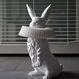 Whimsical Rabbit Animal Figurine Table Lamp with Ruffle Collar and LED Illumination for Modern Interiors