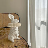 Whimsical Rabbit Animal Figurine Table Lamp with Ruffle Collar and LED Illumination for Modern Interiors