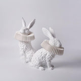 Whimsical Rabbit Animal Figurine Table Lamp with Ruffle Collar and LED Illumination for Modern Interiors