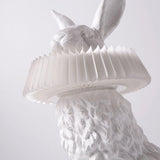 Whimsical Rabbit Animal Figurine Table Lamp with Ruffle Collar and LED Illumination for Modern Interiors