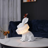 Whimsical Rabbit Animal Figurine Table Lamp with Ruffle Collar and LED Illumination for Modern Interiors