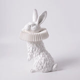 Whimsical Rabbit Animal Figurine Table Lamp with Ruffle Collar and LED Illumination for Modern Interiors