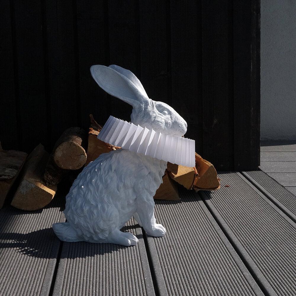 Whimsical Rabbit Animal Figurine Table Lamp with Ruffle Collar and LED Illumination for Modern Interiors