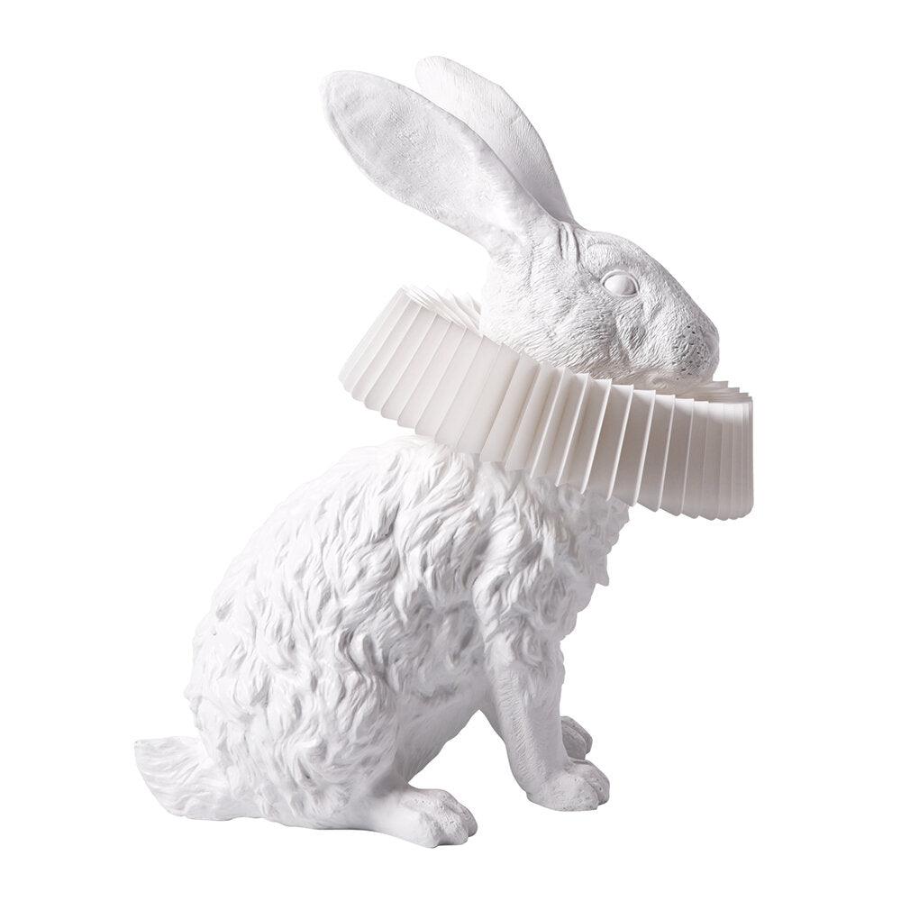 Whimsical Rabbit Animal Figurine Table Lamp with Ruffle Collar and LED Illumination for Modern Interiors