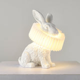 Whimsical Rabbit Animal Figurine Table Lamp with Ruffle Collar and LED Illumination for Modern Interiors