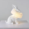 Whimsical Rabbit Animal Figurine Table Lamp with Ruffle Collar and LED Illumination for Modern Interiors
