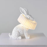 Whimsical Rabbit Animal Figurine Table Lamp with Ruffle Collar and LED Illumination for Modern Interiors