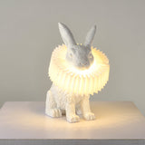 Whimsical Rabbit Animal Figurine Table Lamp with Ruffle Collar and LED Illumination for Modern Interiors