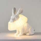 Whimsical Rabbit Animal Figurine Table Lamp with Ruffle Collar and LED Illumination for Modern Interiors