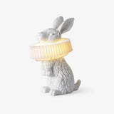 Whimsical Rabbit Animal Figurine Table Lamp with Ruffle Collar and LED Illumination for Modern Interiors