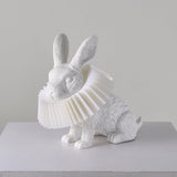 Whimsical Rabbit Animal Figurine Table Lamp with Ruffle Collar and LED Illumination for Modern Interiors