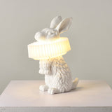 Whimsical Rabbit Animal Figurine Table Lamp with Ruffle Collar and LED Illumination for Modern Interiors
